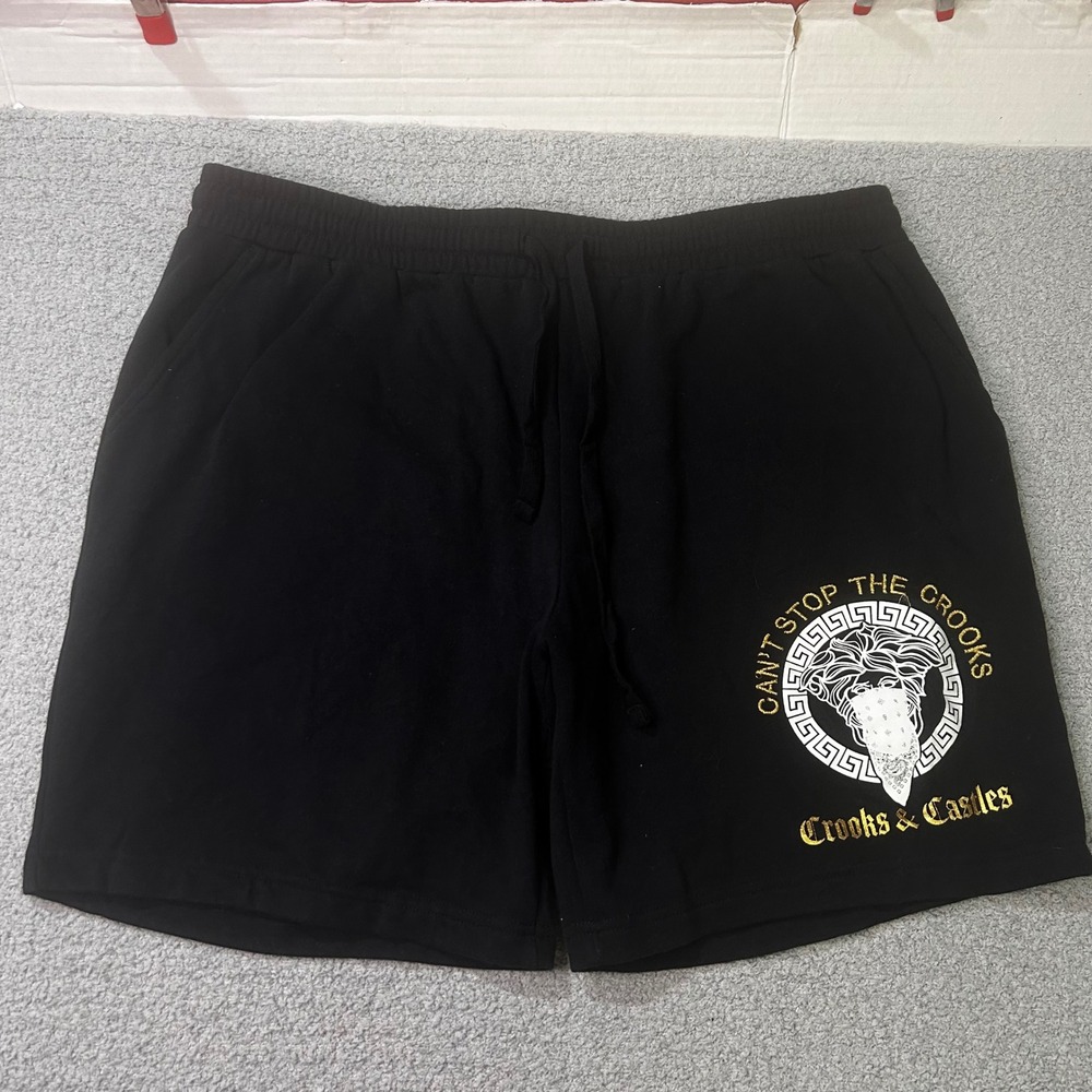 Crooks & Castles Shorts Graphic Medusa XL Black Streetwear Skater Gorpcore